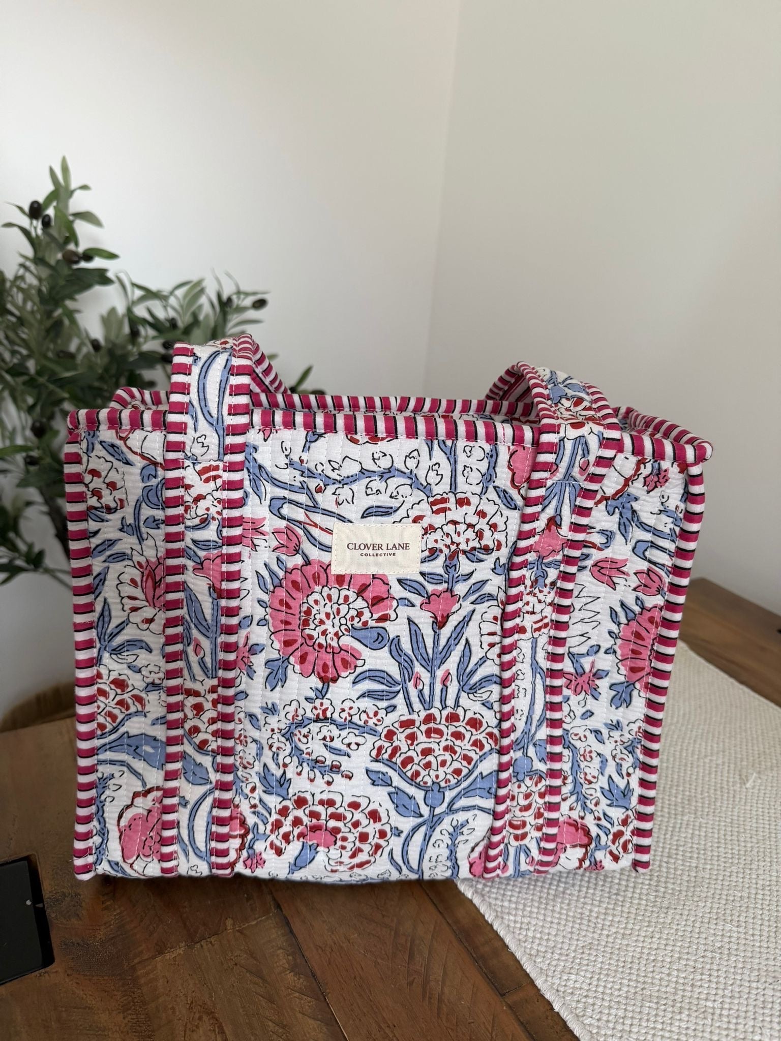 Medium Blush Floral Tote Bag