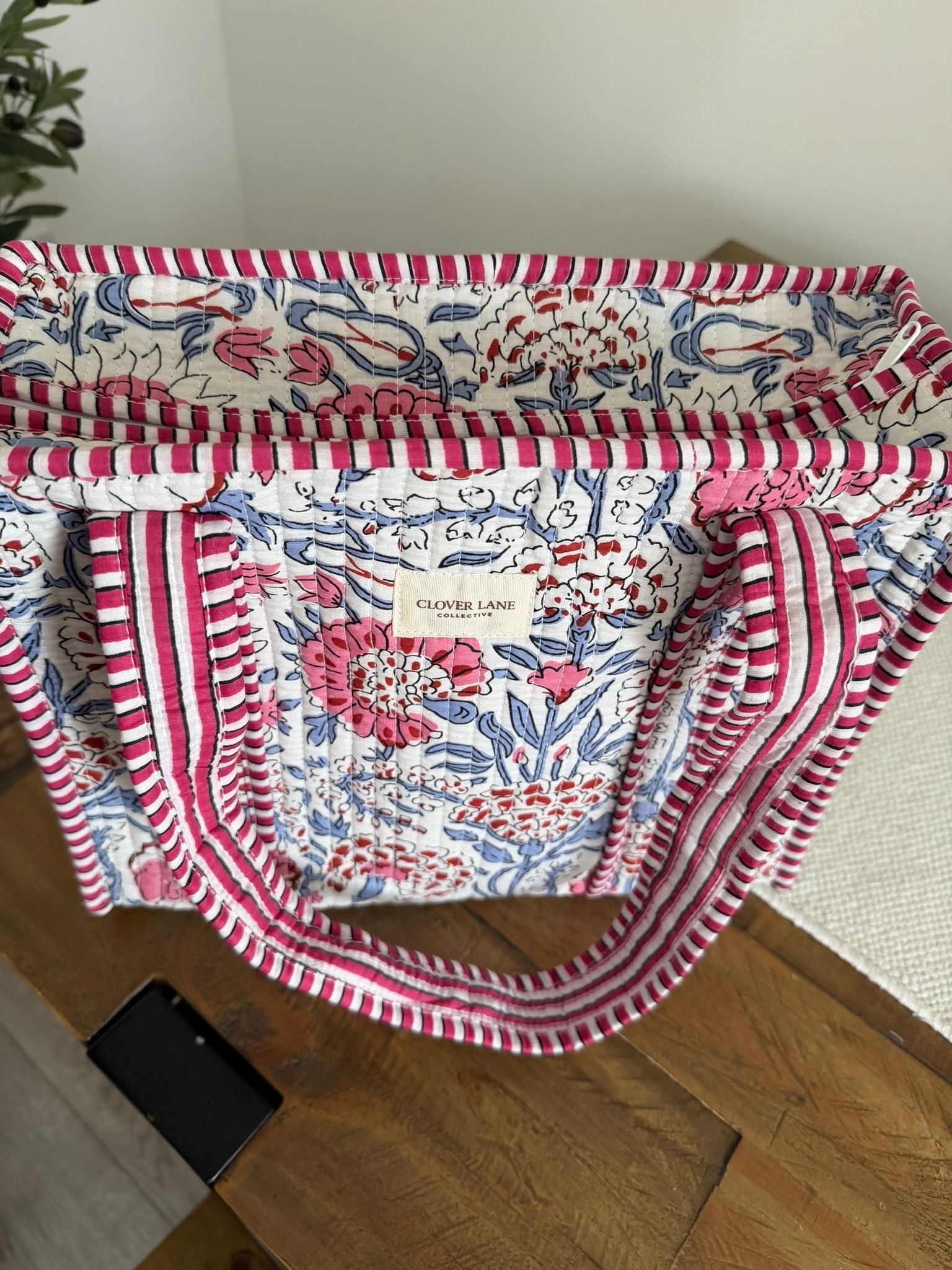 Medium Blush Floral Tote Bag