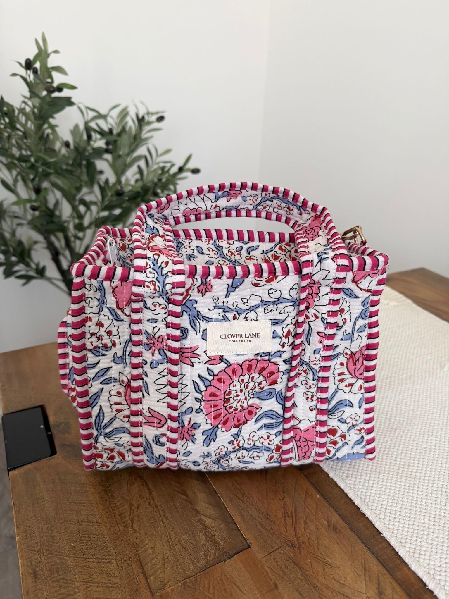 Mini Crossbody Blush Floral Tote Bag