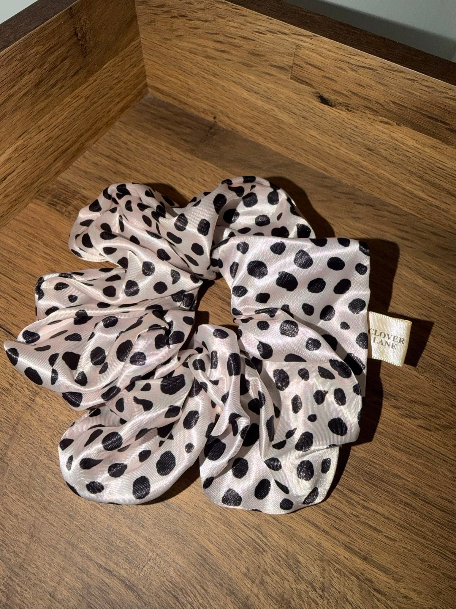 Pearl Polka Dot Satin Scrunchie