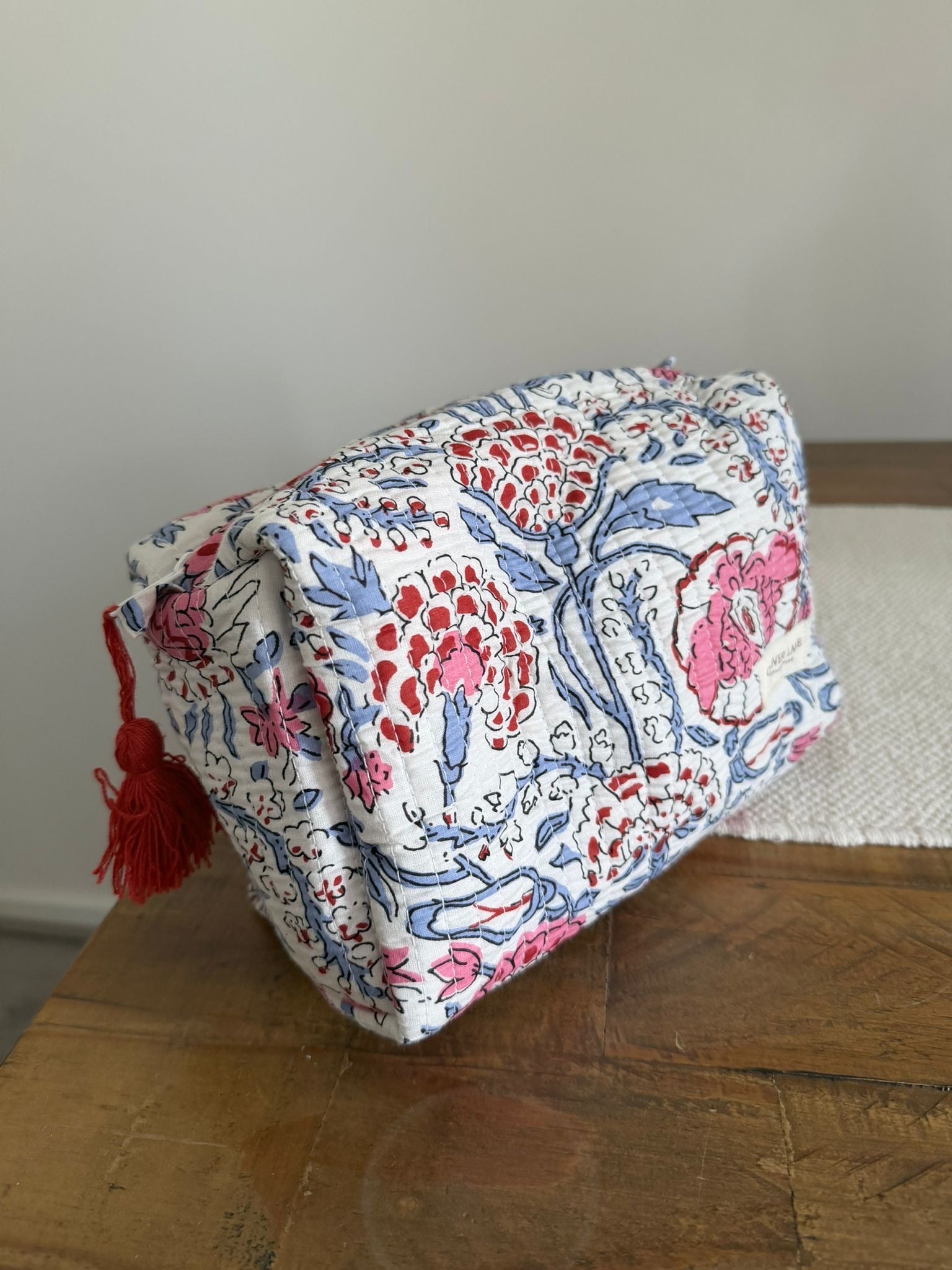 Large Blush Floral Makeup Bag