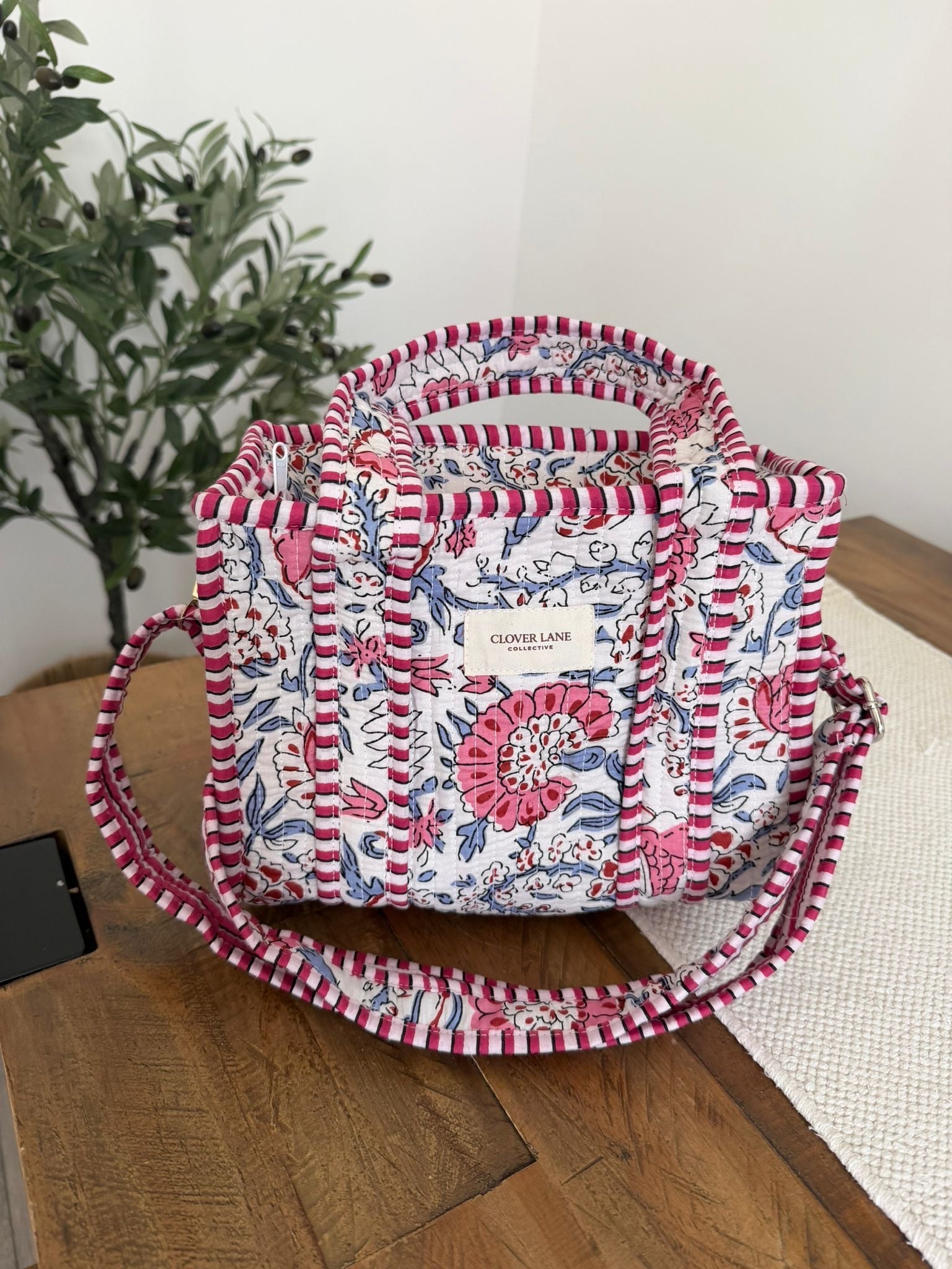 Mini Crossbody Blush Floral Tote Bag