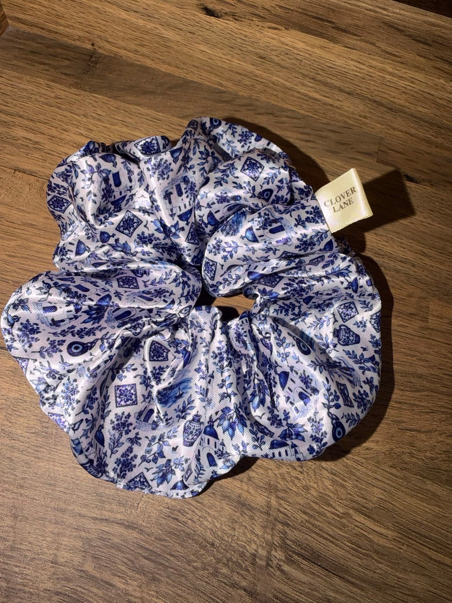 Santorini Blue Satin Scrunchie